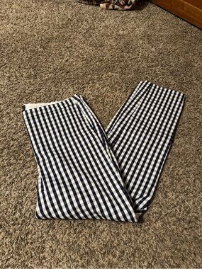 J. Crew Navy and White Gingham Skinny Pants